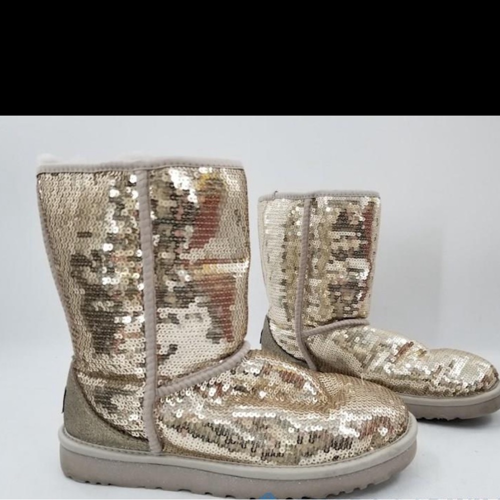 UGG Classic Gold Sequin Ankle Boots